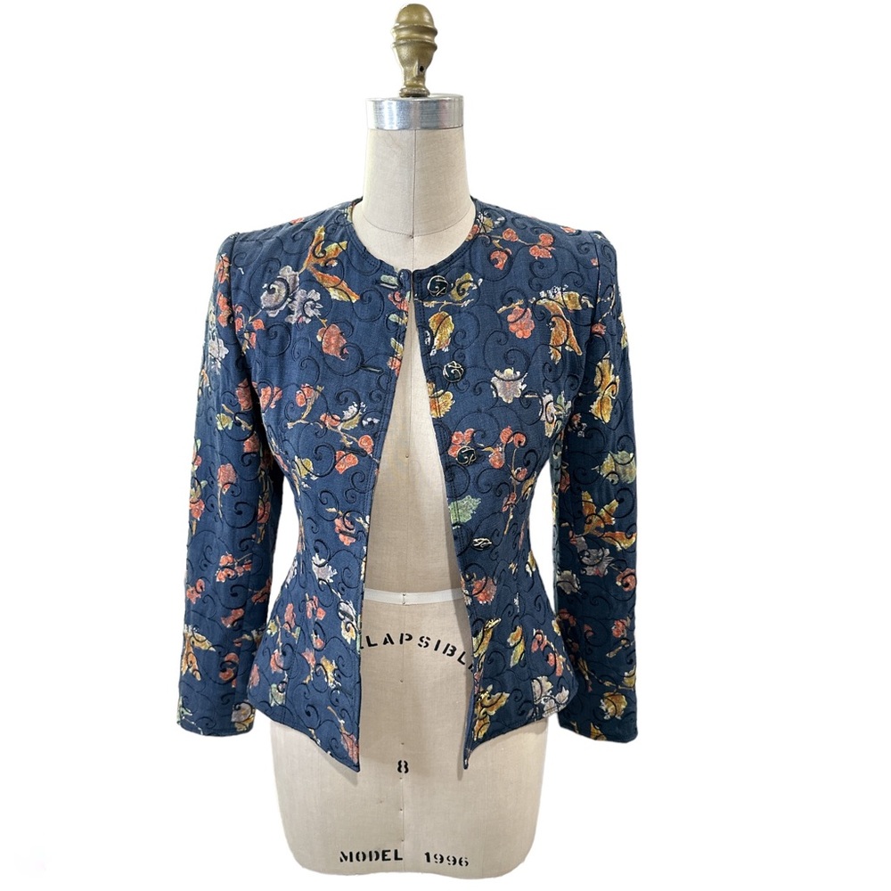 Vintage Emanuel Ungaro Paris Collarless Blazer Ornate Design